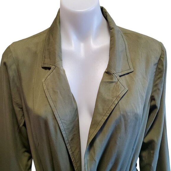 Daniel Rainn Olive Green Jacket With Belt Cargo Pockets Womens Small NWOT - Picture 2 of 11